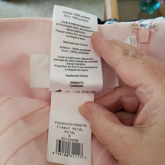 NWT David's Bridal Light Peach (Petal) Strapless Crinkle Chiffon Dress Sz 8 - Picture 6 of 6